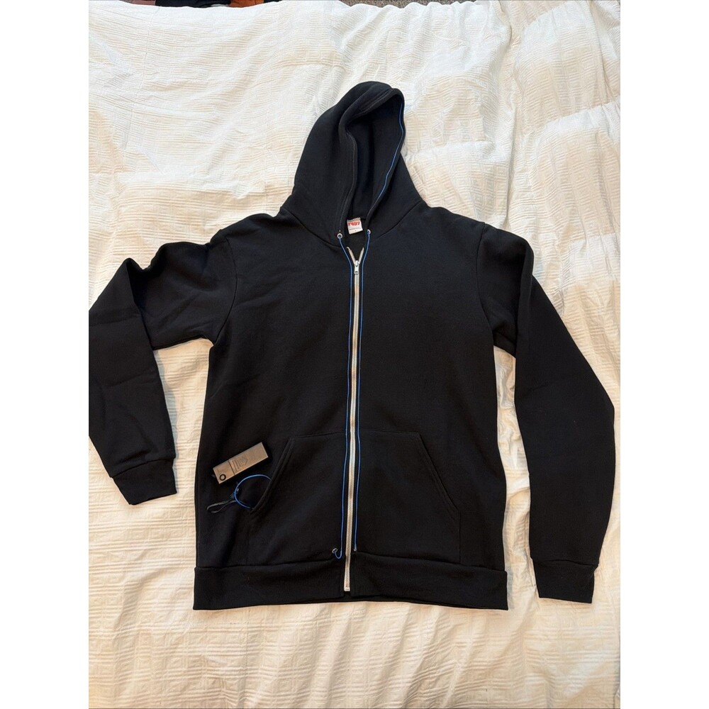 Light Up Hoodie Black w/Blue Light Large Rave Festival American Apparel